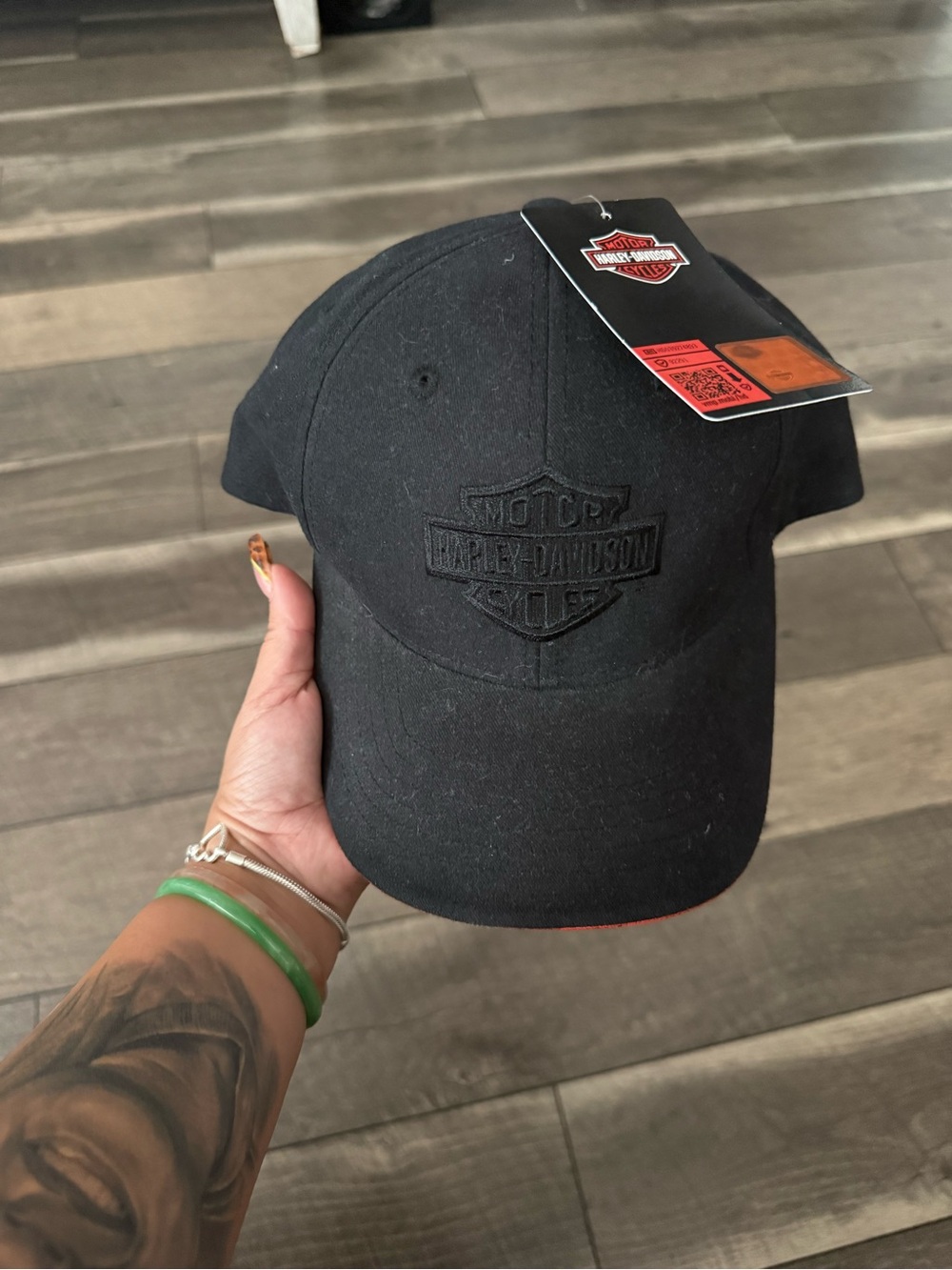 Harley-Davidson Black and Orange Embroidered Adjustable Cap